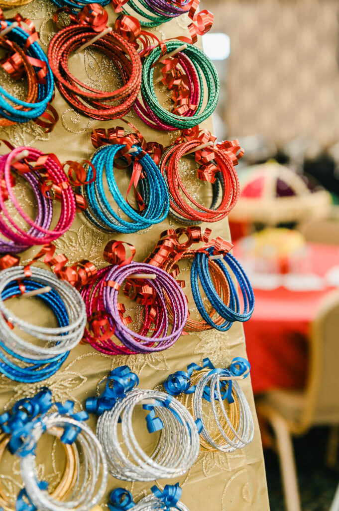 a group of colorful bracelets