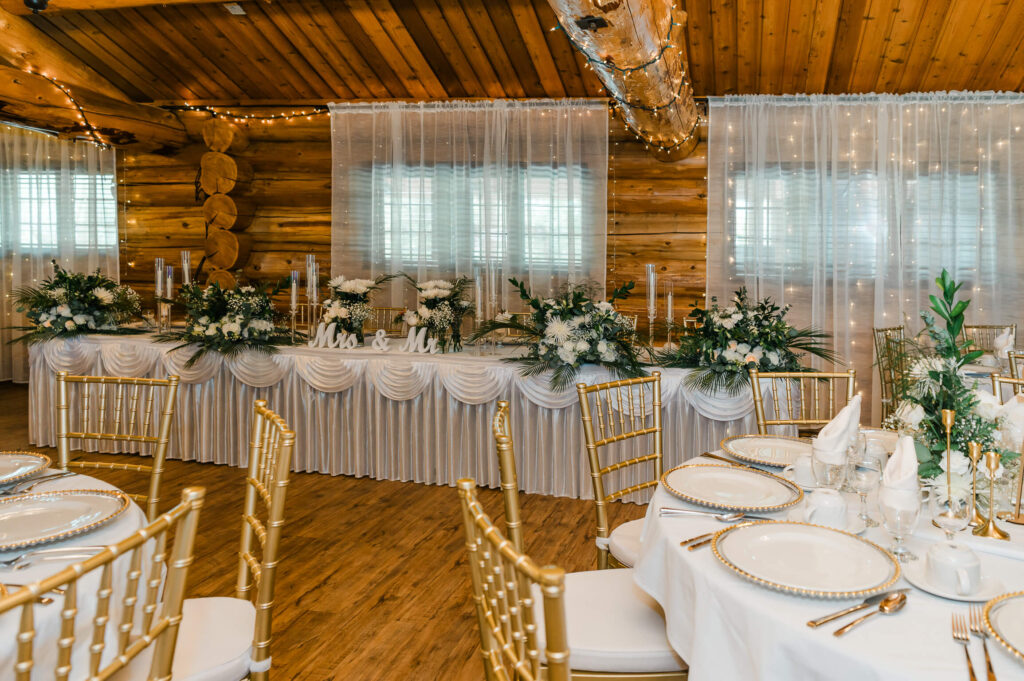 a table set up for an elegant Edmonton wedding