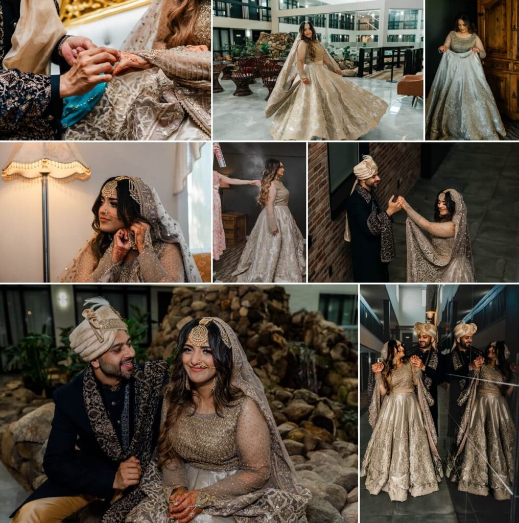 A collage of a Hindu and Muslim wedding at an Edmonton hotel wedding venue