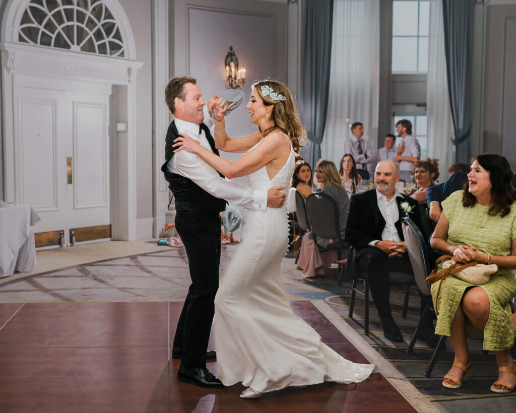 First dance of a Rose and Hickory Edmonton wedding planner couple